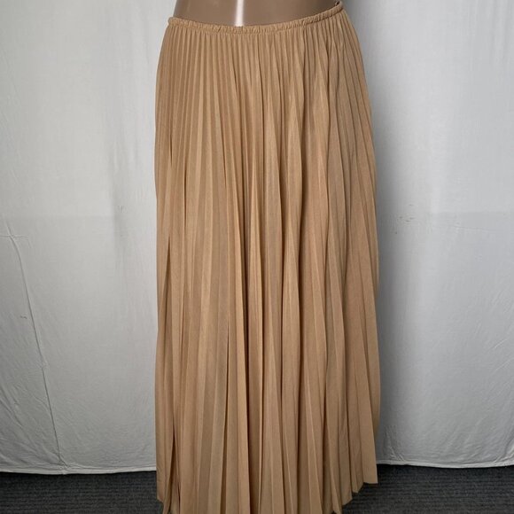 NEW RONNY KOBO Women's Mori Pleated Chiffon Midi Skirt Latte Beige Size M - Picture 1 of 10